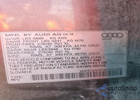 2014 Audi Q7 Premium z USA, uszkodzony, nr VIN WA1CGAFE7ED020256